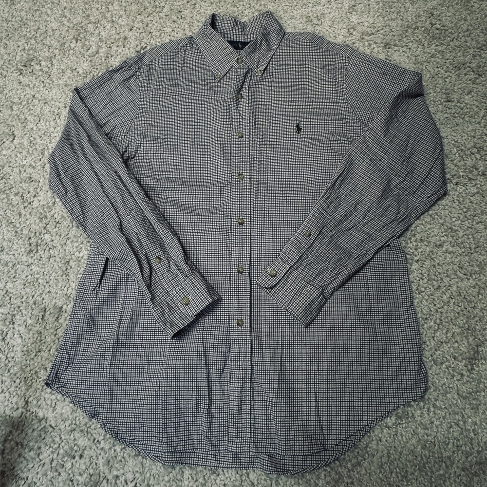 Polo‎ Ralph Lauren Shirt Mens Large Black Check Marlowe Long Sleeve Casual